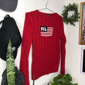 Ralph Lauren Vintage Knit American Flag Sweater